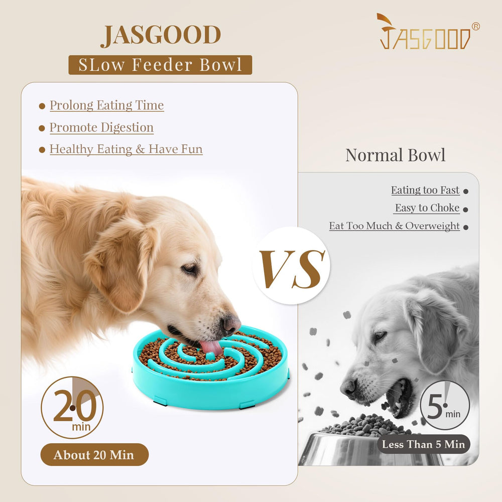 JASGOOD bol lent, design labyrinthe, ideal pour chiens de taille moyenne et grande.