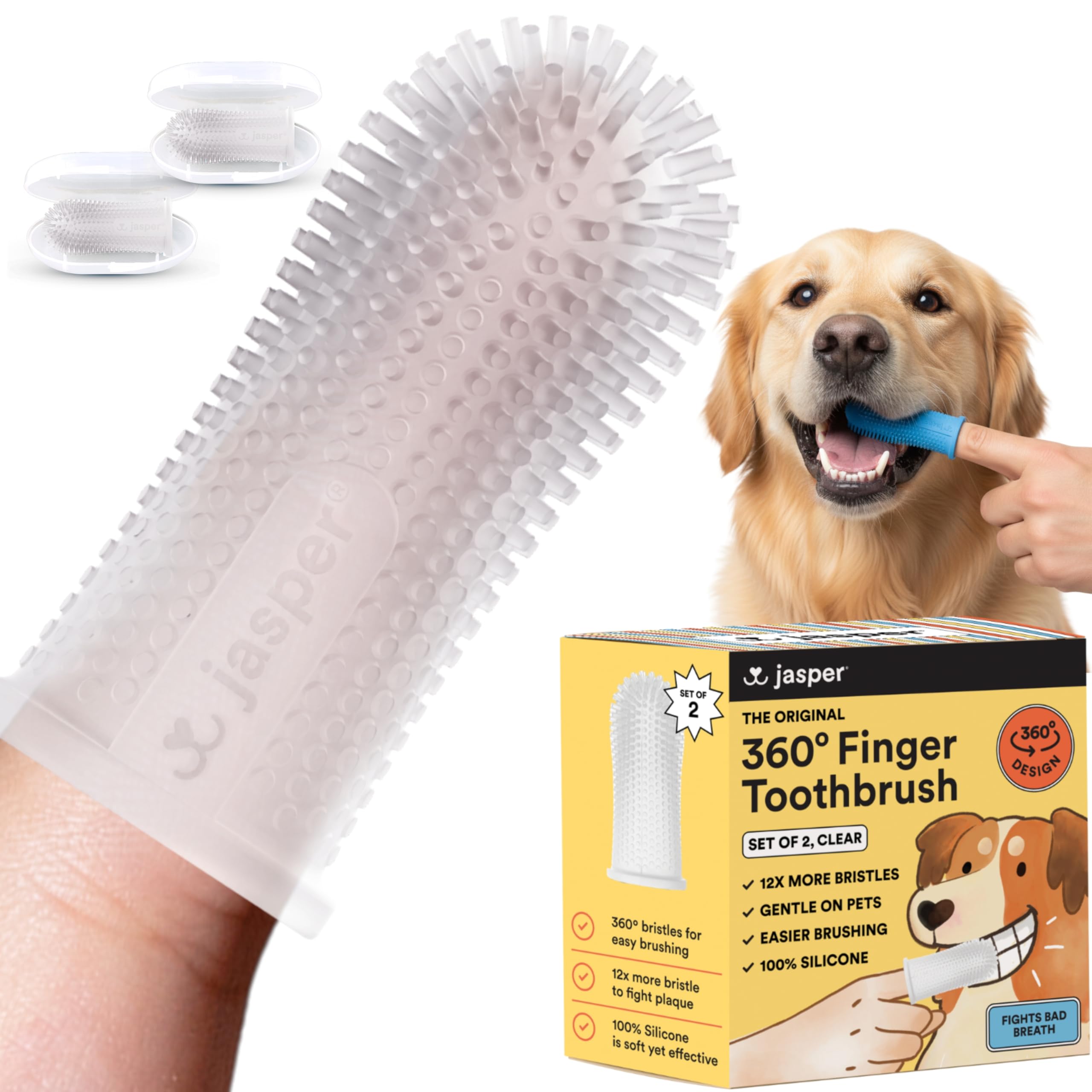 Cepillo Jasper para perros con limpieza 360 grados para todas las superficies.