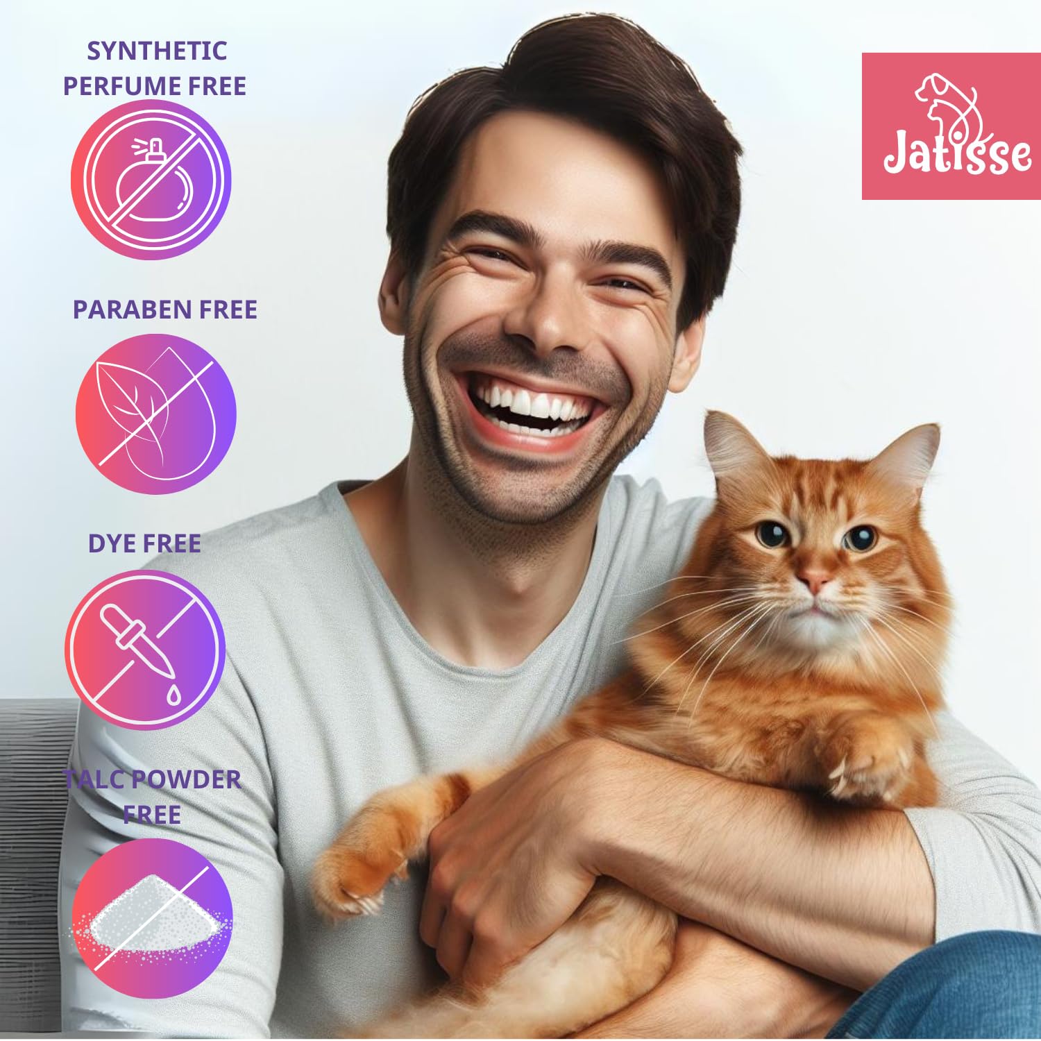 Pelaje de gato limpio y brillante gracias a Jatisse, sin caspa.