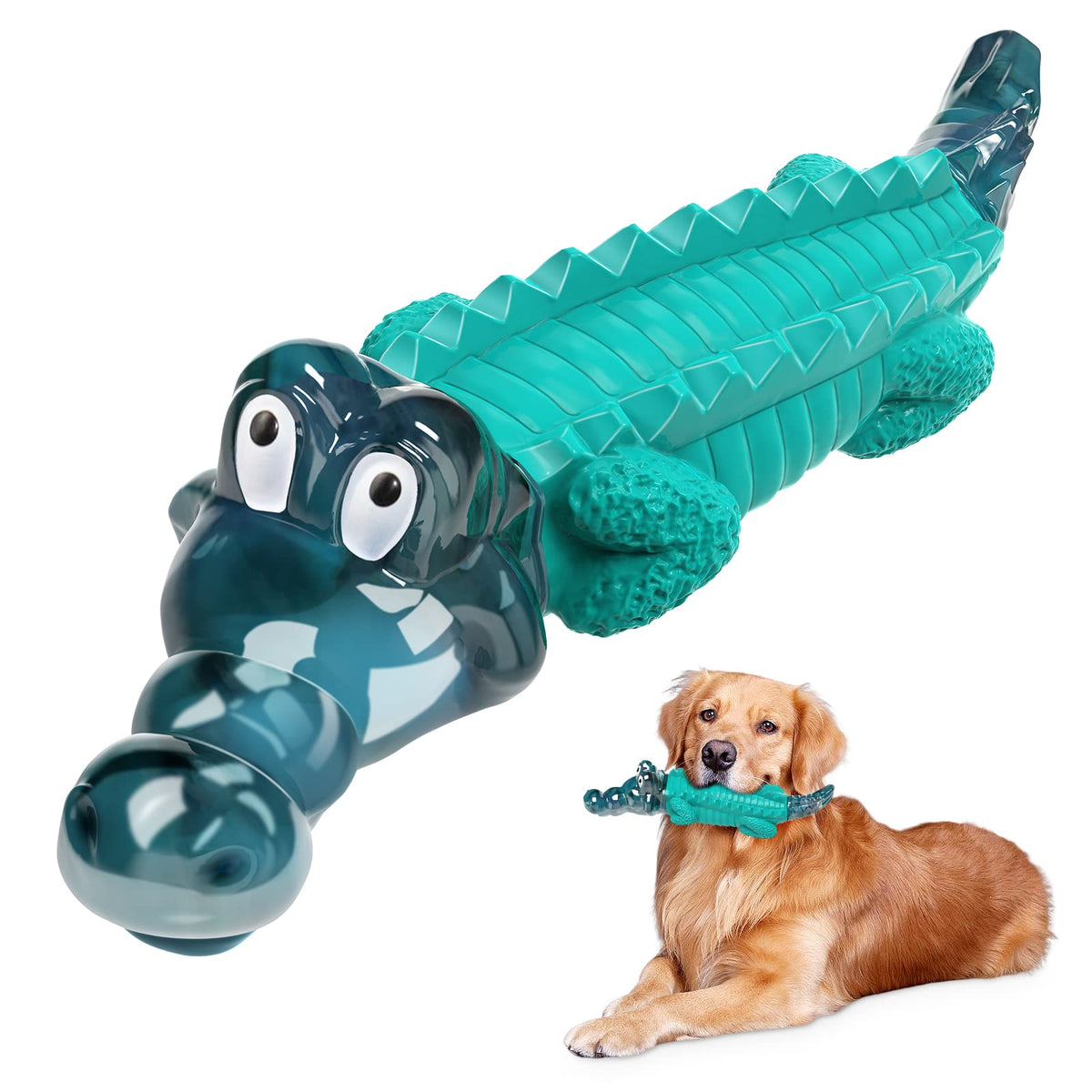 Jeefome juguete mordedor indestructible, forma cocodrilo para masticadores fuertes