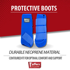 Botas protectoras Jeffers para caballo, vista lateral, soporte durante saltos.