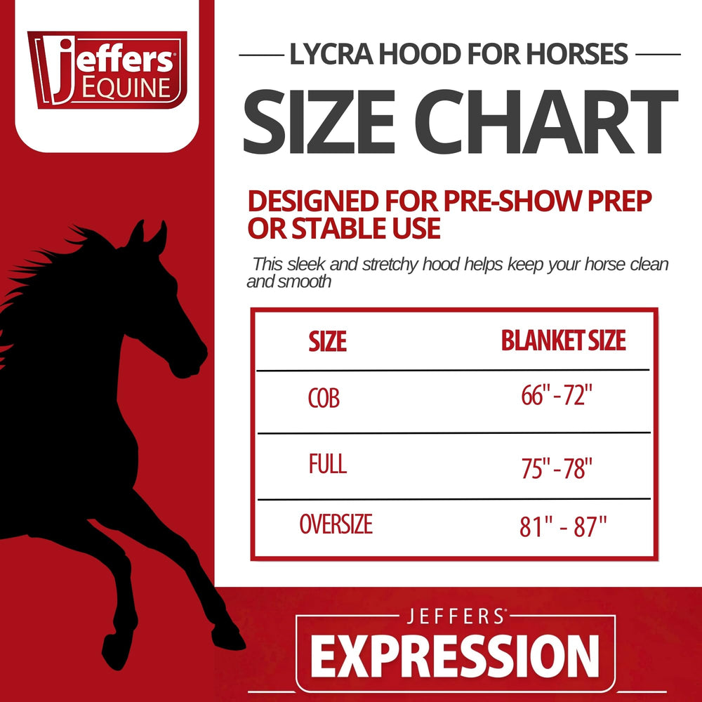 Capucha Jeffers Expression de Lycra, vista lateral, mantiene el polvo fuera durante grooming