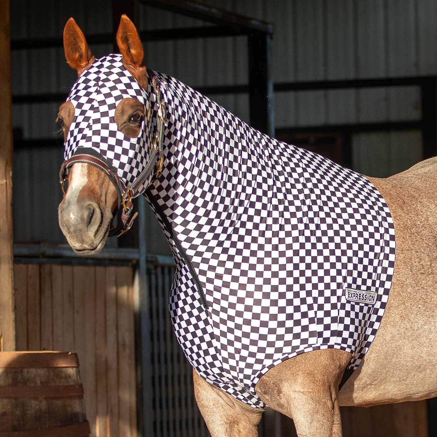 Jeffers Expression Lycra Hood con cierre frontal protege la crin durante el aseo