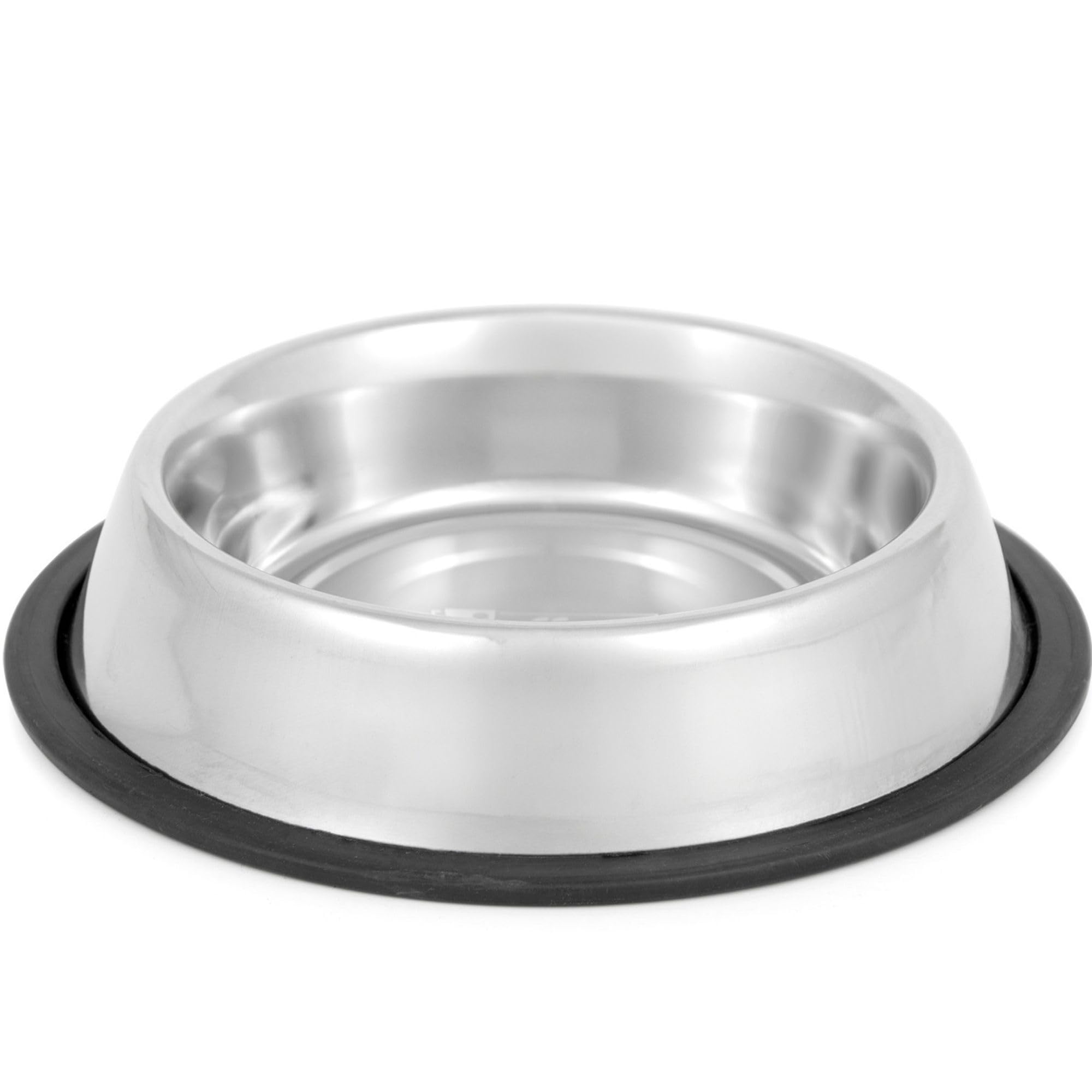 Jeffers plato de alimento en acero inoxidable con base negra antideslizante para evitar deslizamientos durante la comida.