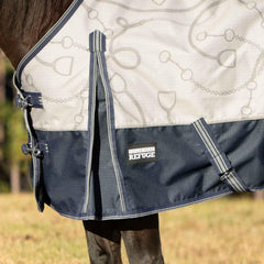 Jeffers Poplar Head detalle tejido 1200-denier, resistencia para caballos activos.