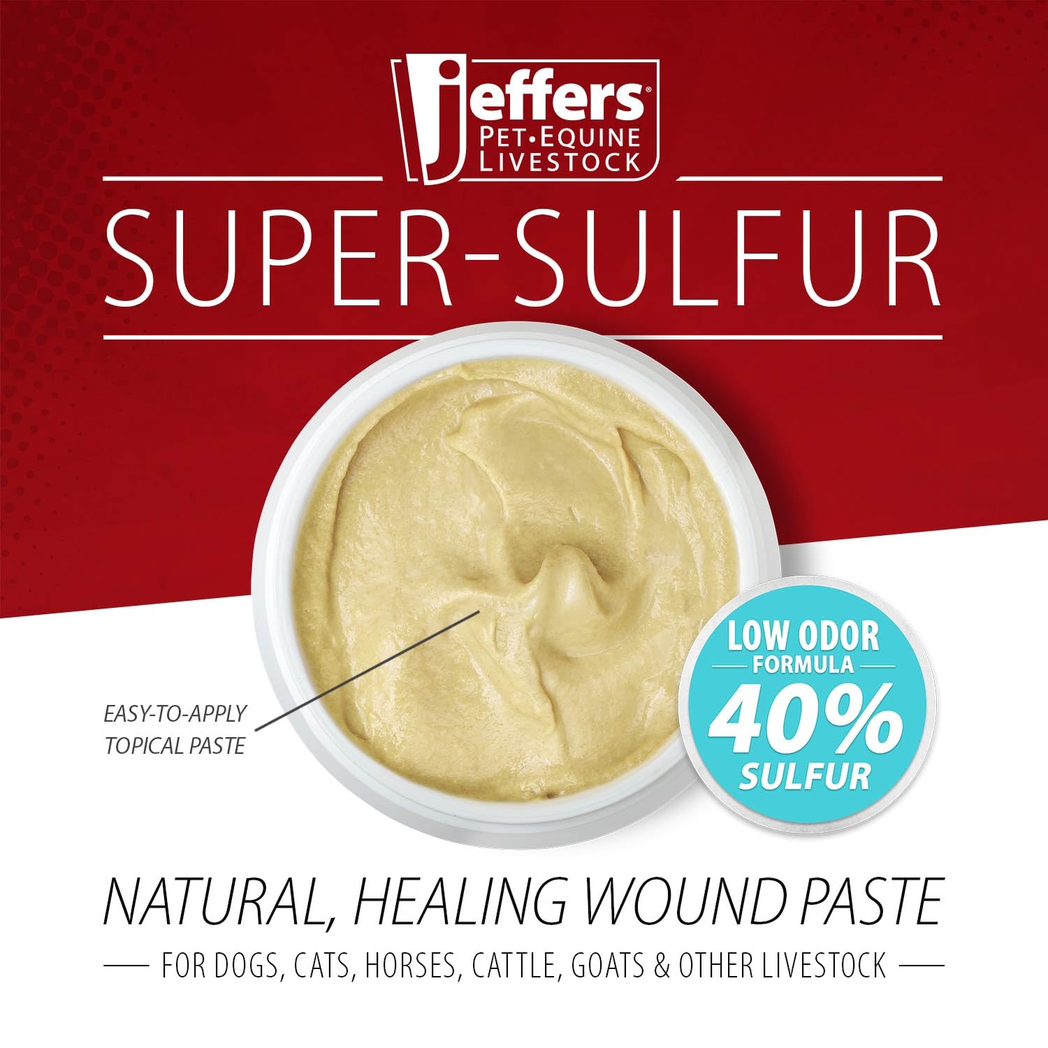Cuidado de pezuñas con Jeffers Super Sulfur para caballos.