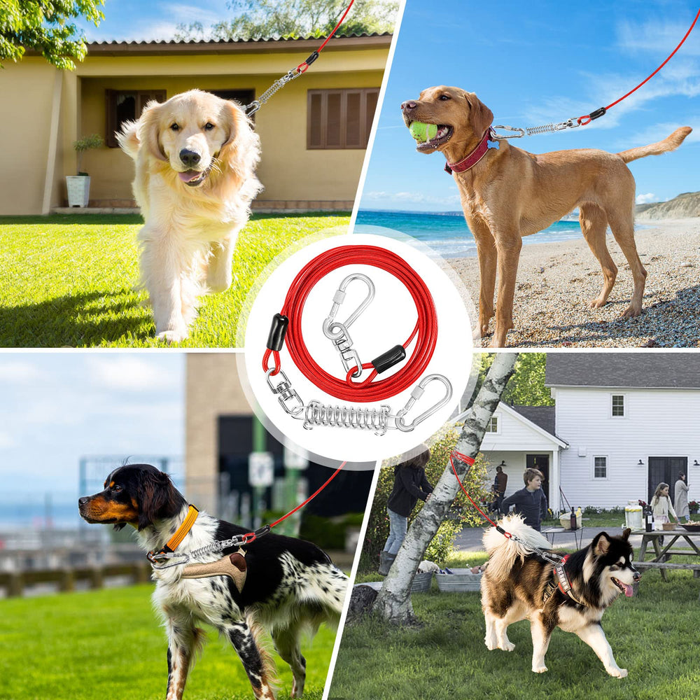 Jenico cable para perros de 70 ft con gancho giratorio, ideal para camping.