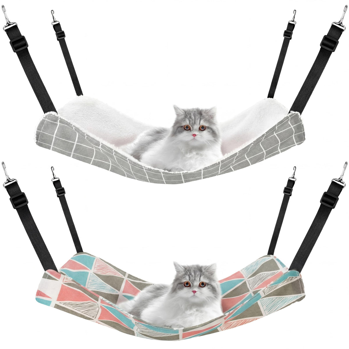 Jetec hamaca para gato de doble cara en lino y felpa para descanso cómodo