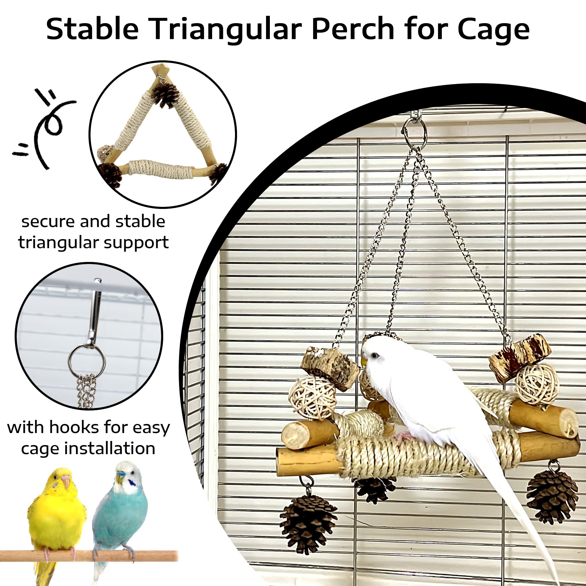 Jevnd Bird Swing cuidado del pico natural, utiliza materiales adecuados.