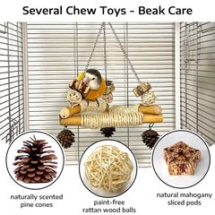 Jevnd Bird Swing perchas revestidas con sisal, agarre seguro.