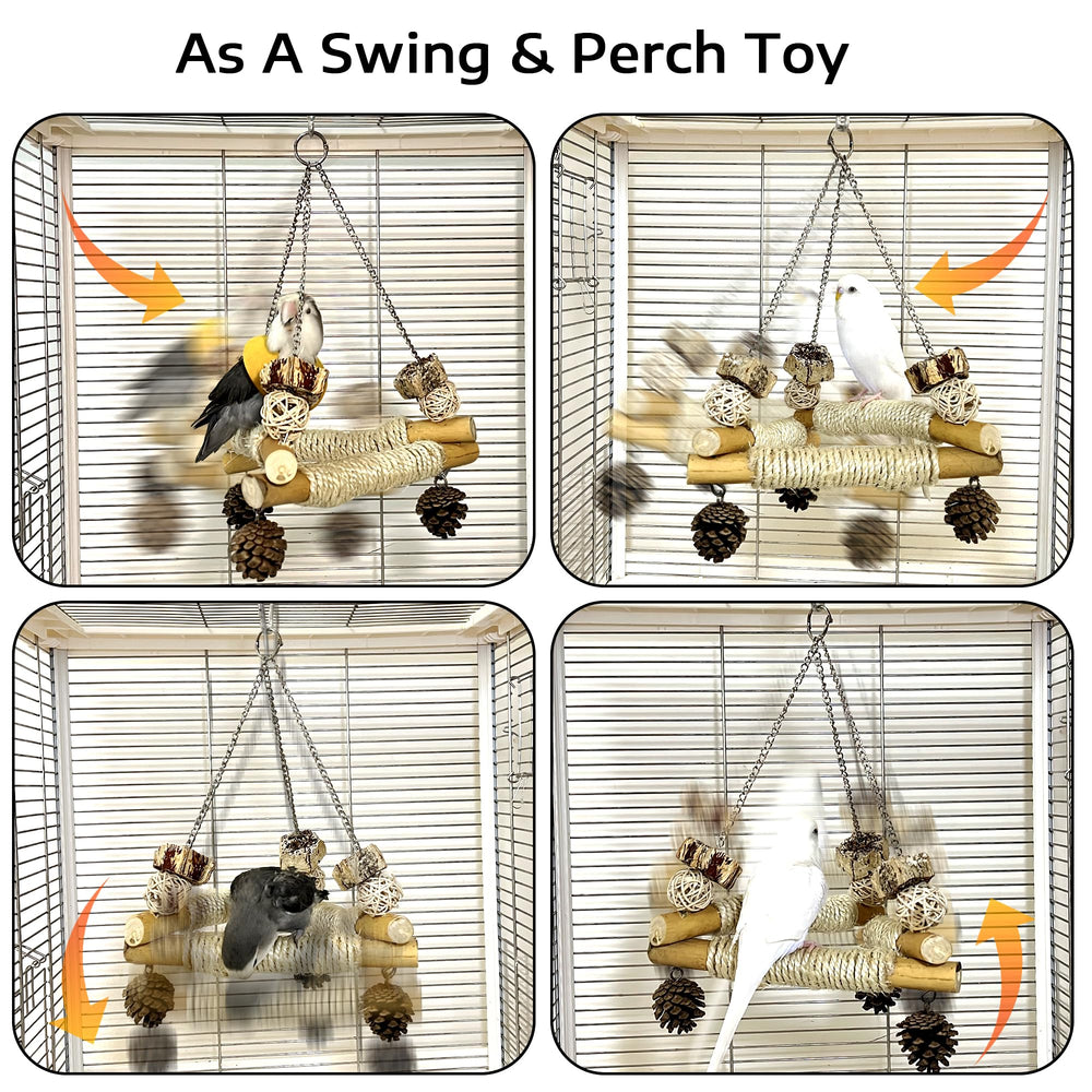 Jevnd Bird Swing perchas triangulo estables, diseño seguro para juego activo.