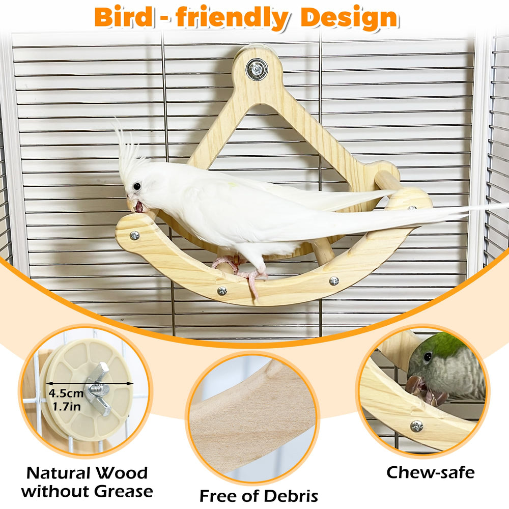 Jevnd percha de madera natural, segura para masticar y juego diario.