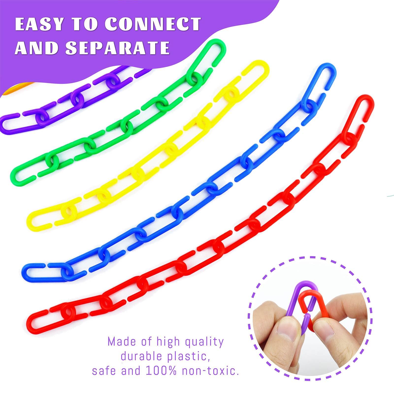 Eslabones educativos JIALEEY para clasificar, contar y crear patrones.