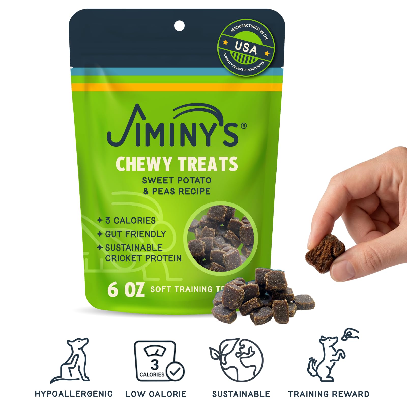 Proteína digestible con fibra prebiótica de Jiminy para la salud intestinal.