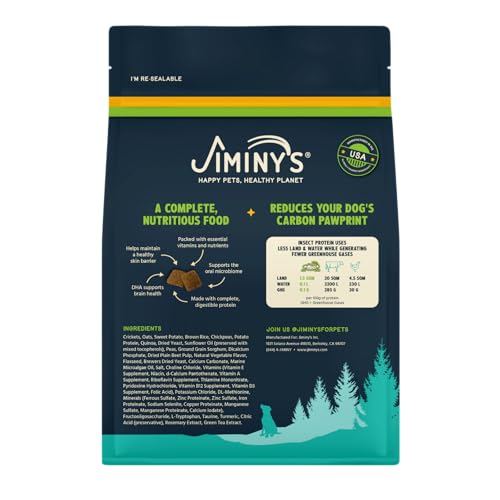 Jiminy's Cravin Cricket, proteína completa de grillos para energía diaria del perro.
