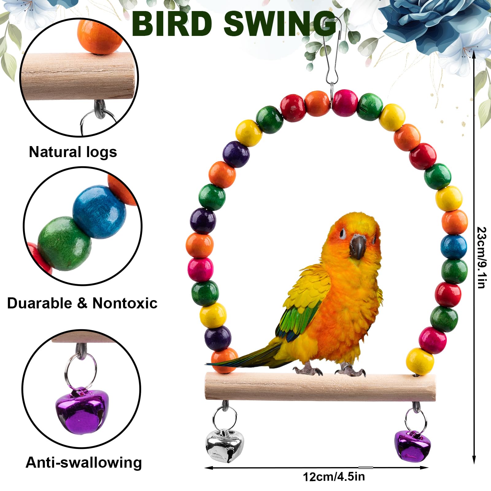 JINJINANV escalera para aves: escalada estimulante para pajaritos.