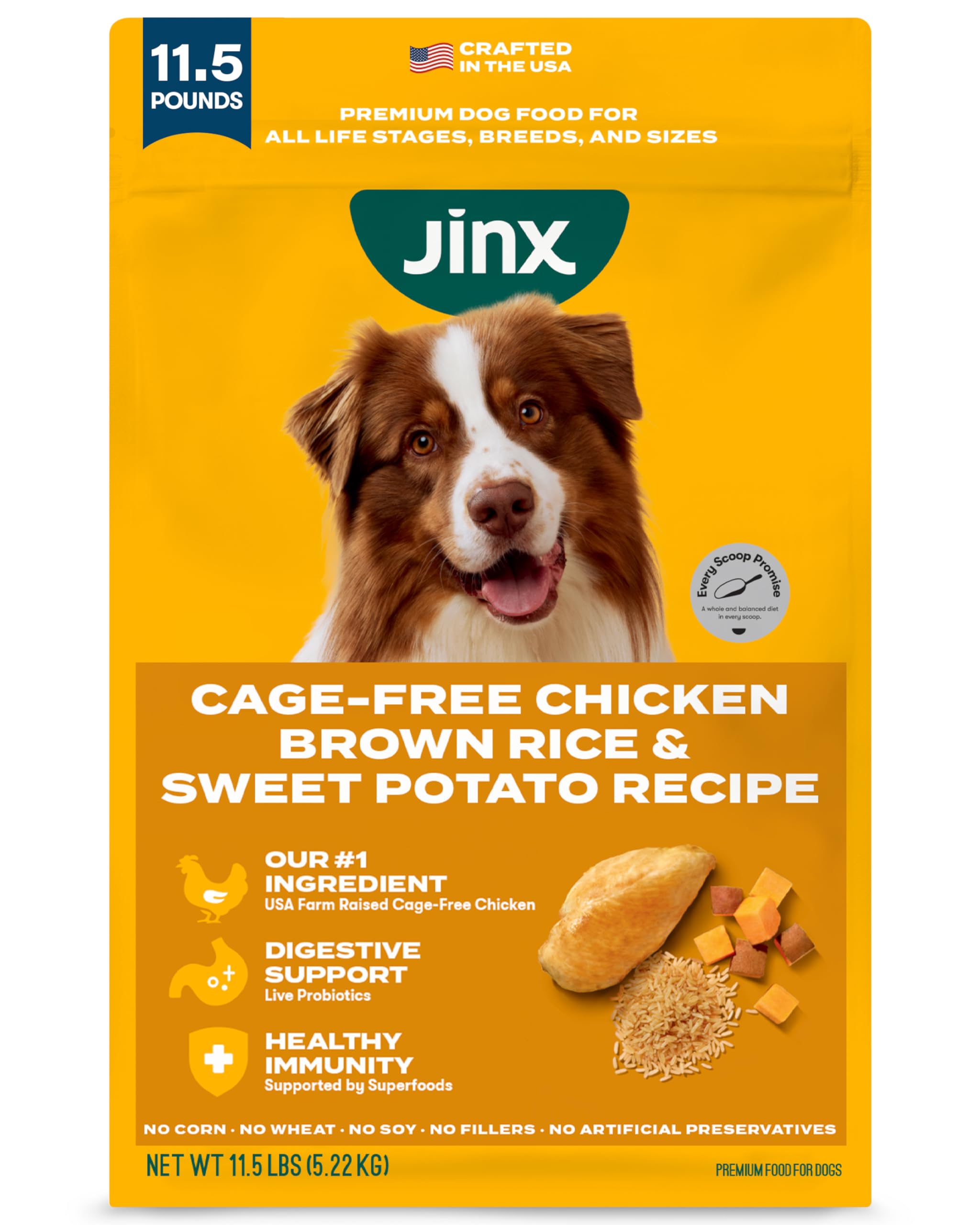 Jinx alimento seco para perros con pollo real, croquetas de alta calidad.