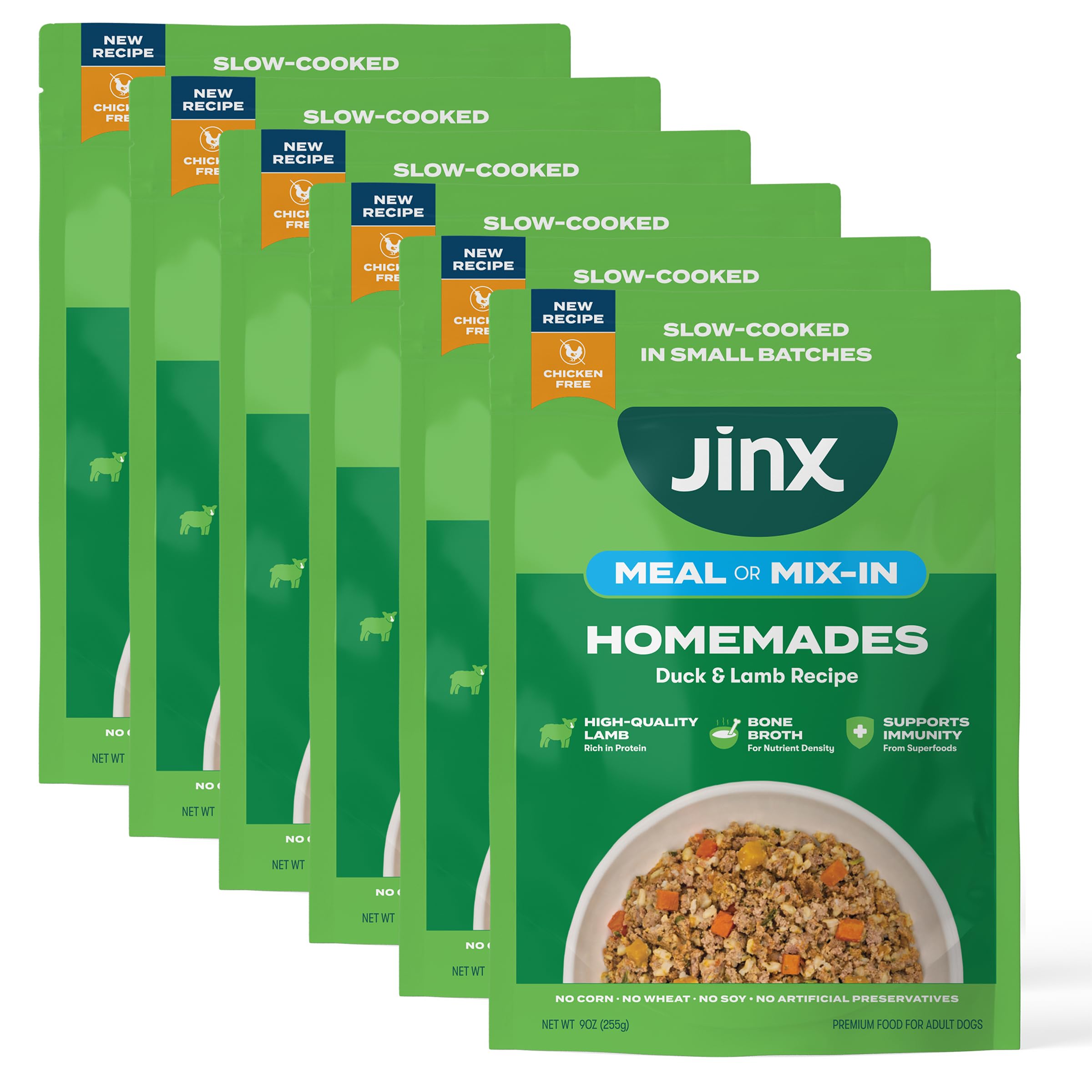 Jinx comida húmeda en bolsa con cordero y pato para mayor sabor y humedad