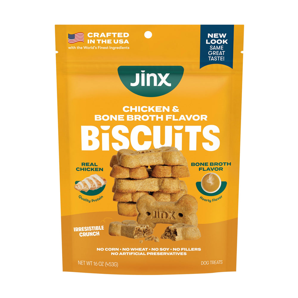 Galletas crujientes Jinx con hueso y pollo, sabor natural para perros