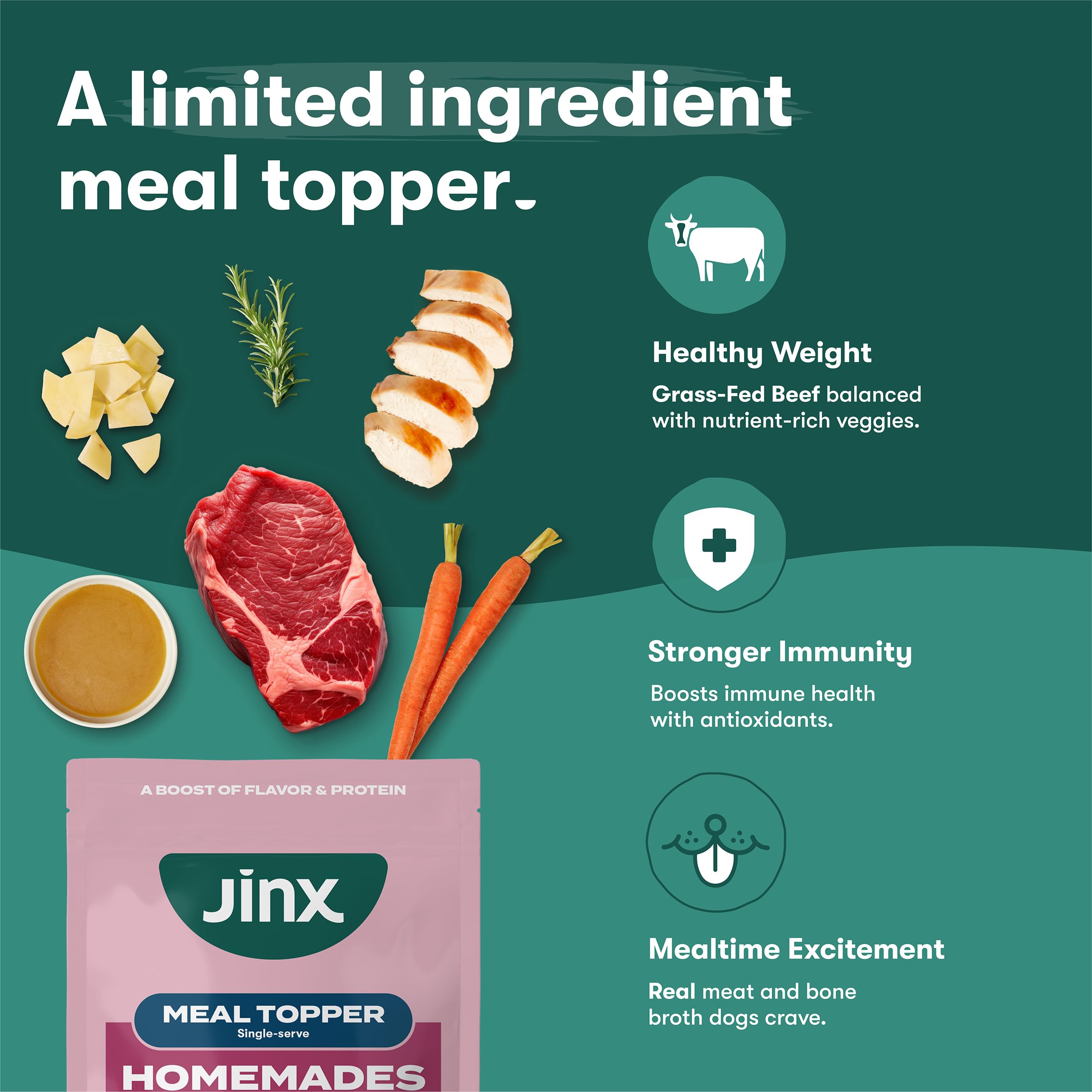 Jinx ingredientes naturales con zanahoria y espinaca, opción saludable.