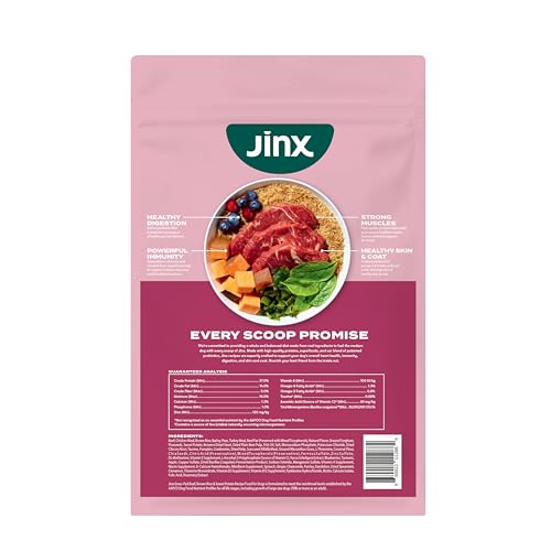 Jinx Premium Tasty kibble suitable for puppies, adults, and seniors.