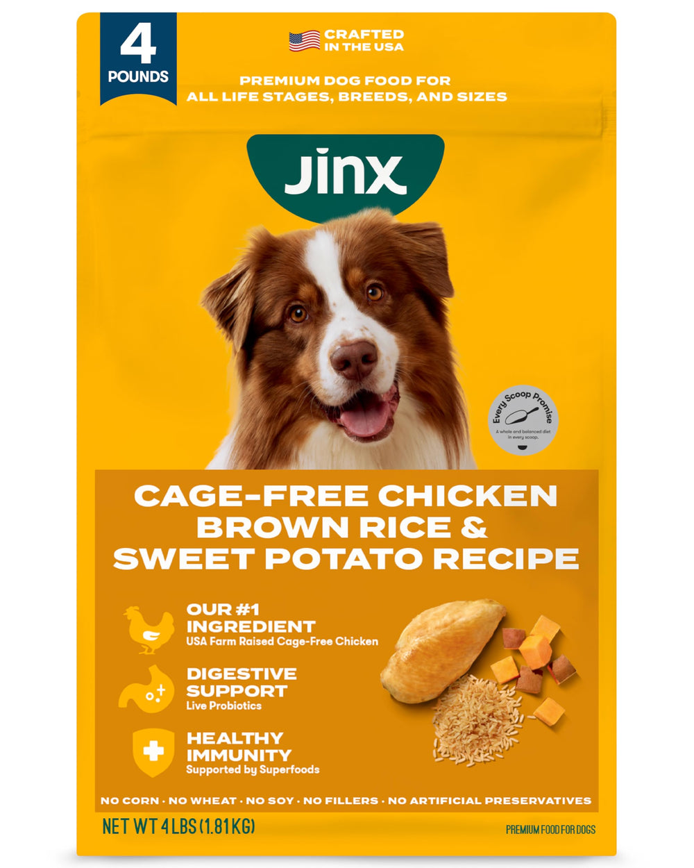 Jinx Premium Dry Dog Food croquetas con pollo real y arroz integral para digestión suave