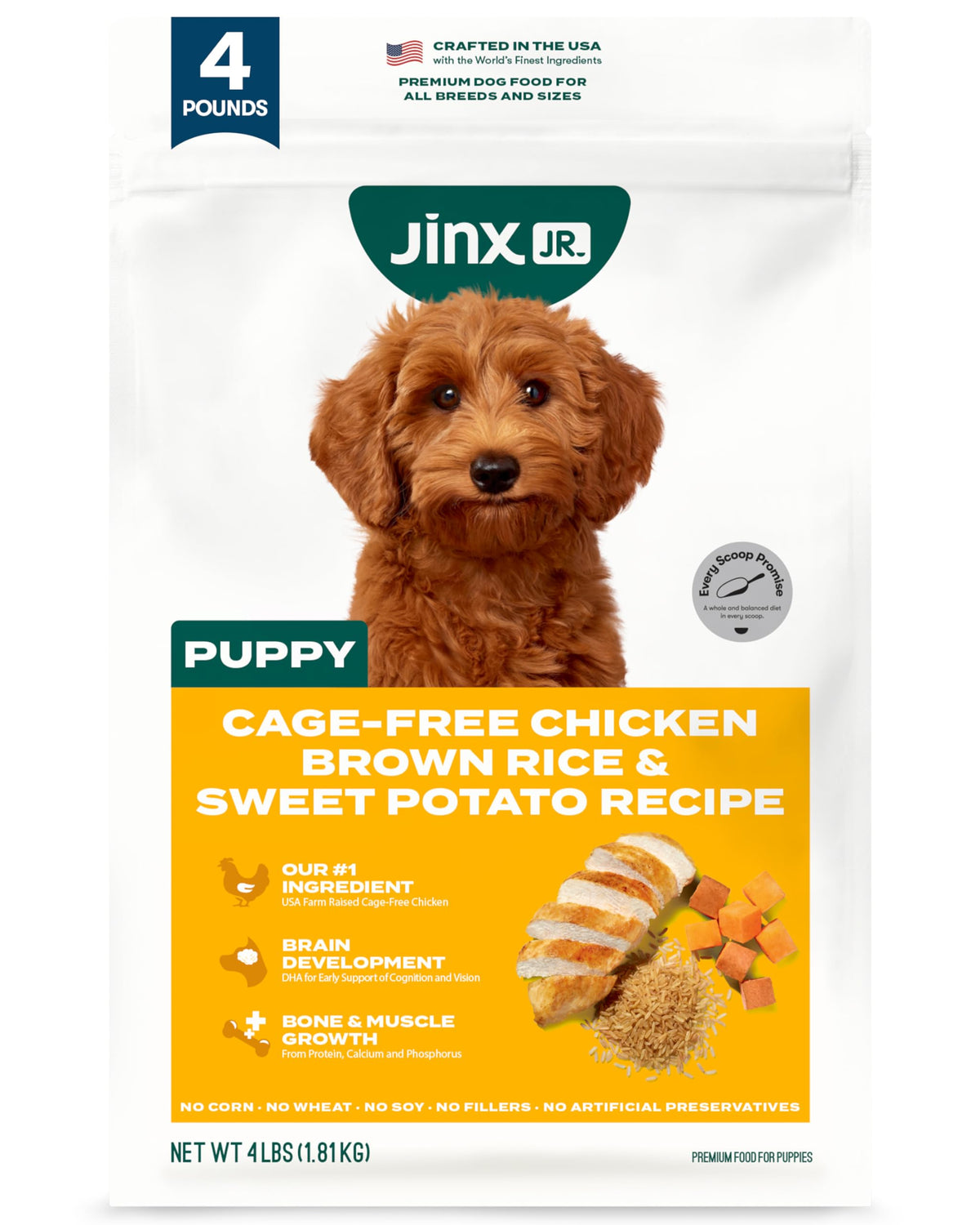 Jinx Premium Puppy real chicken kibble for growing puppies with protein boost