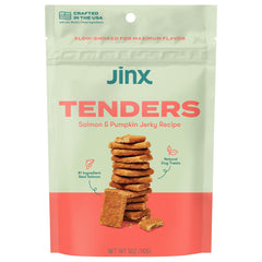 Jinx Salmon Tenders soft jerky bite, ideal chew reward during training.