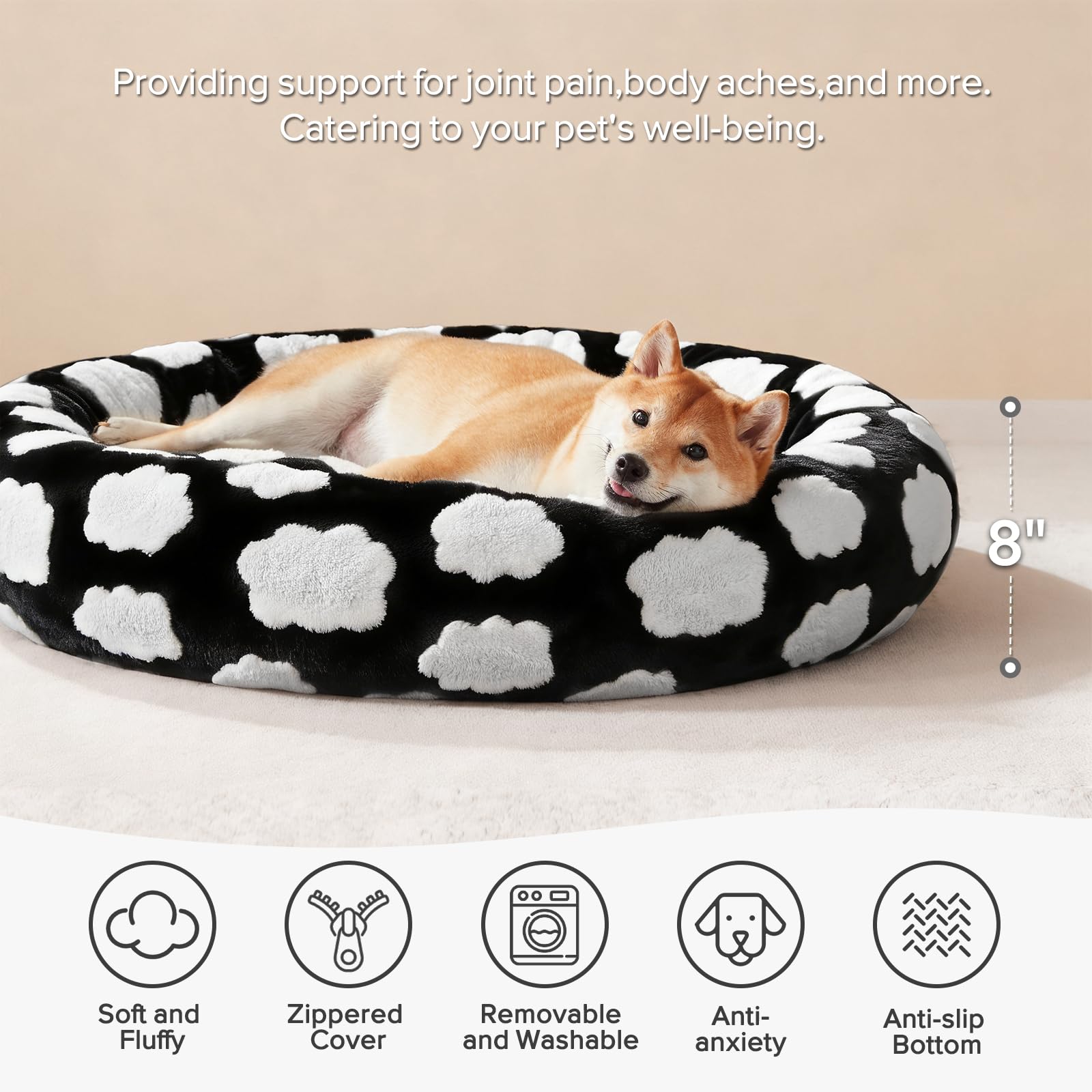JOEJOY funda lavable para cama de perro, limpieza fácil.