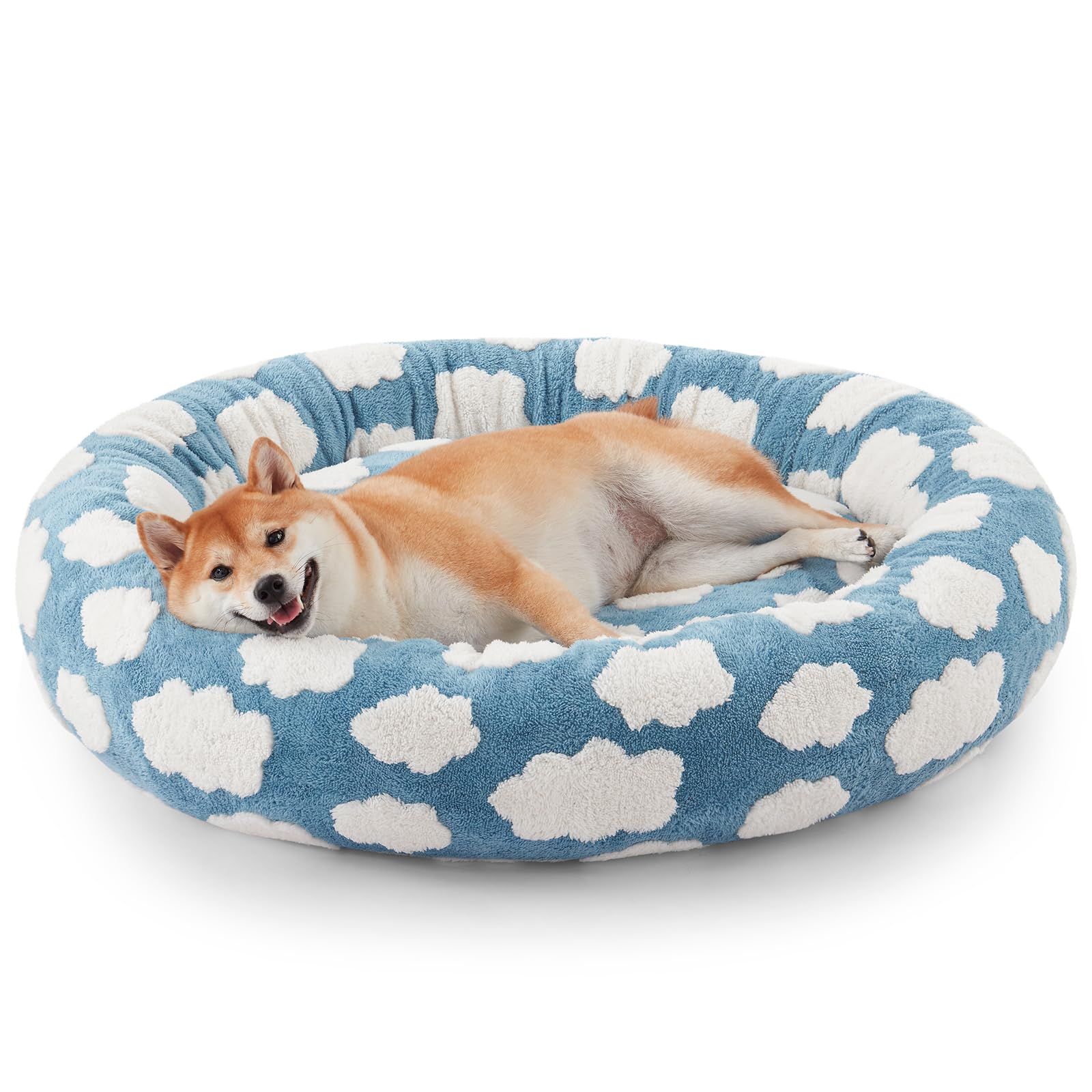 JOEJOY cama donut redonda para perro, descanso cómodo.