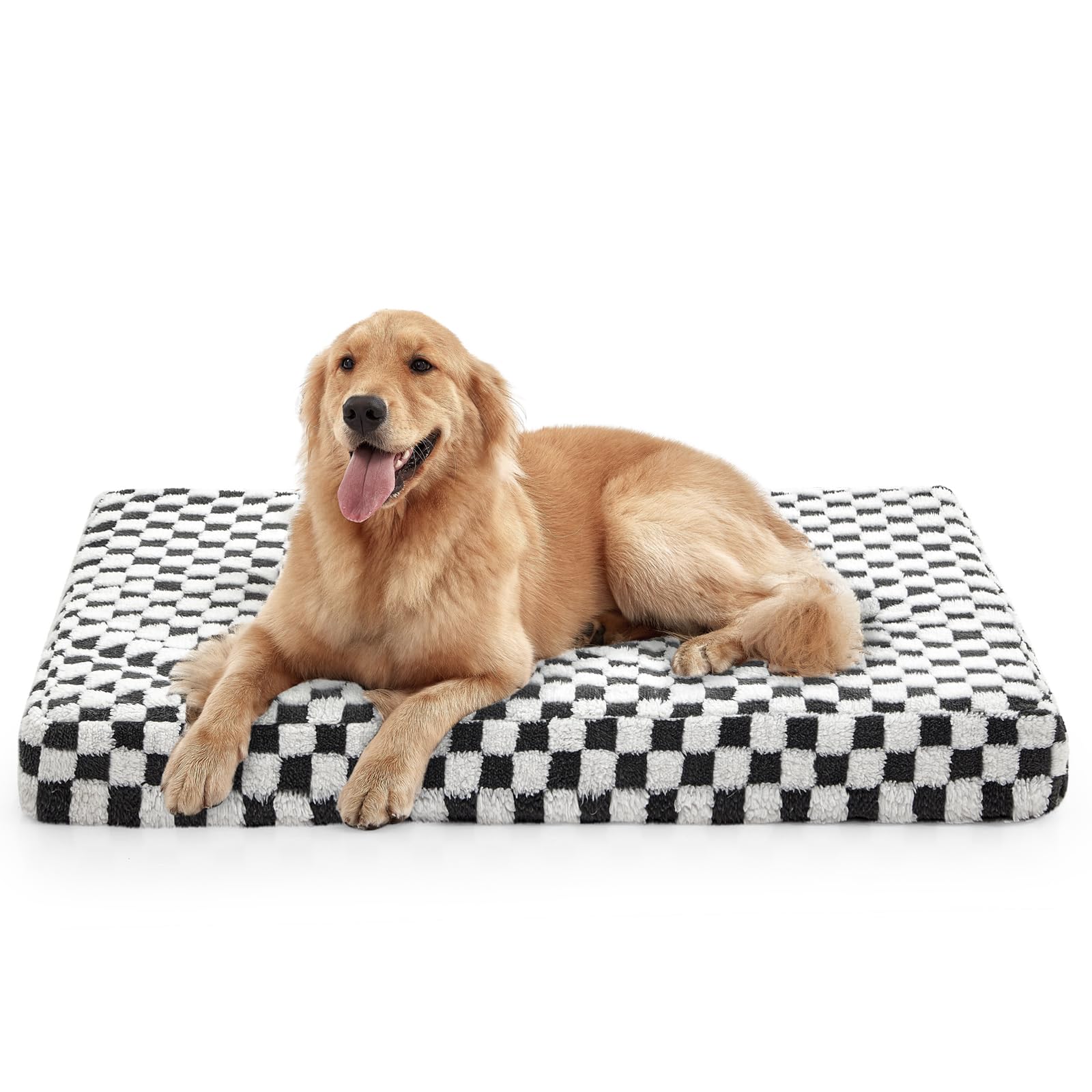 Cama JOEJOY para perro grande con estampado a cuadros moderno para descanso relajante.