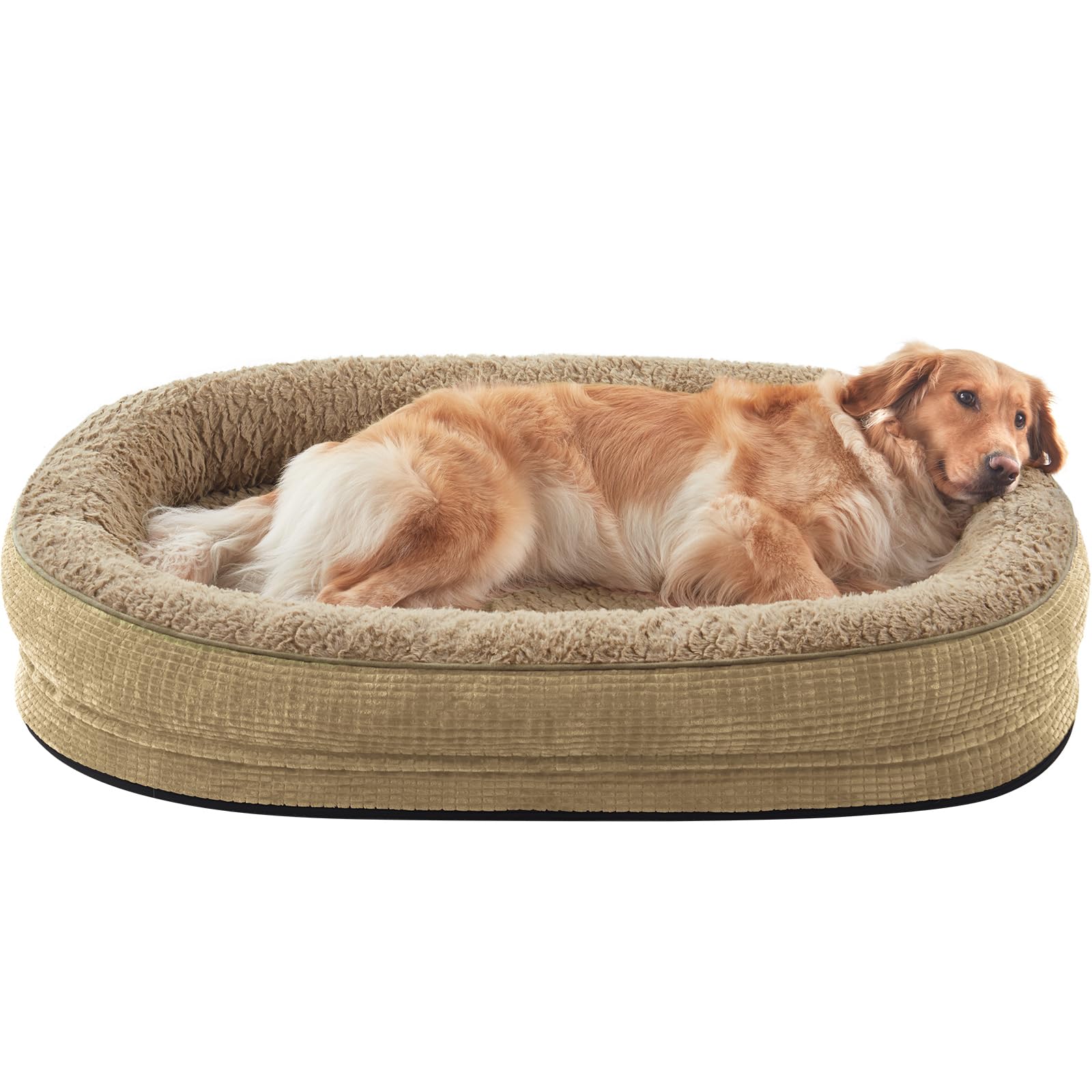joejoy cama ortopédica XL con espuma alveolar ofrece soporte uniforme para articulaciones.
