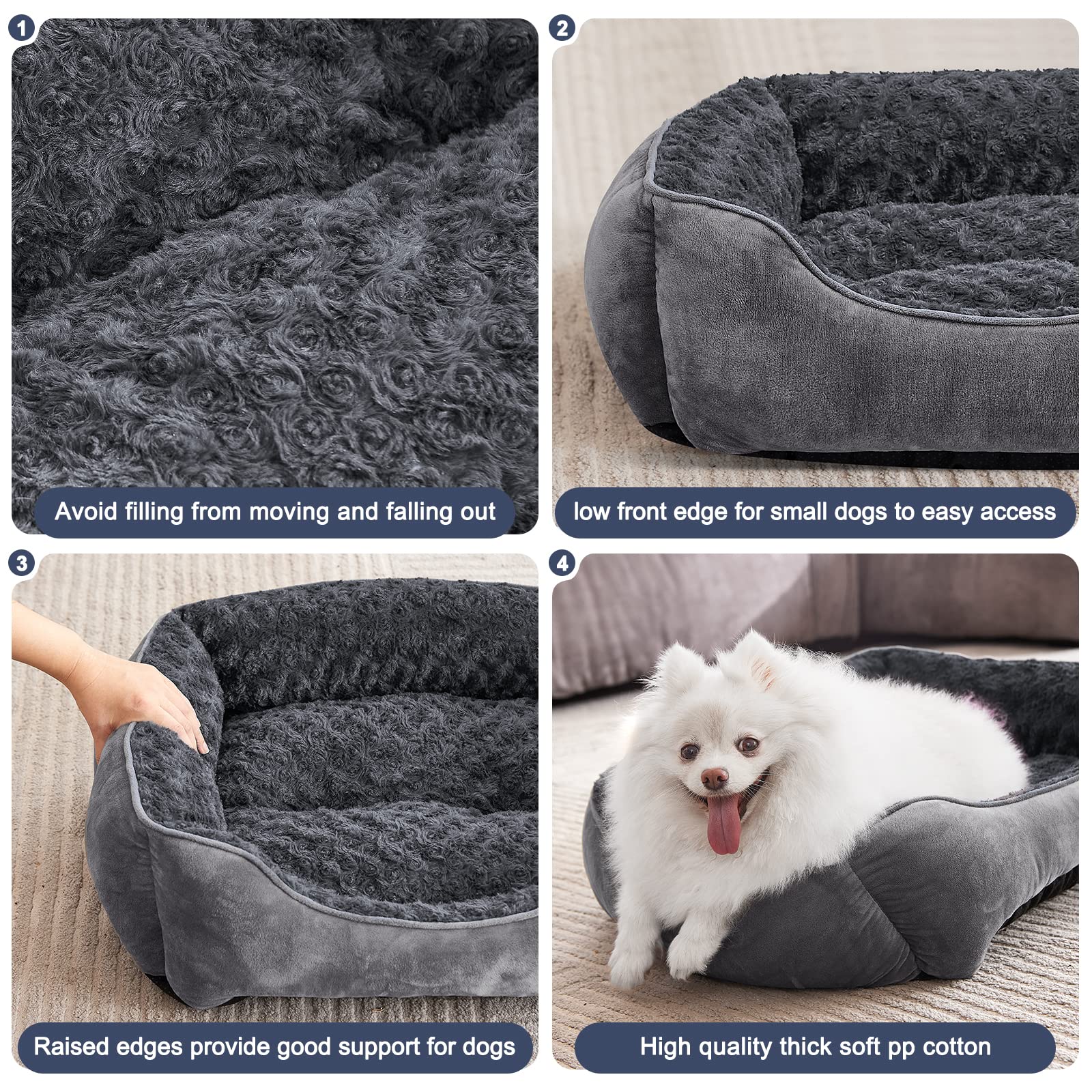 JOEJOY cama para perro rectangular, borde elevado para soporte cervical.
