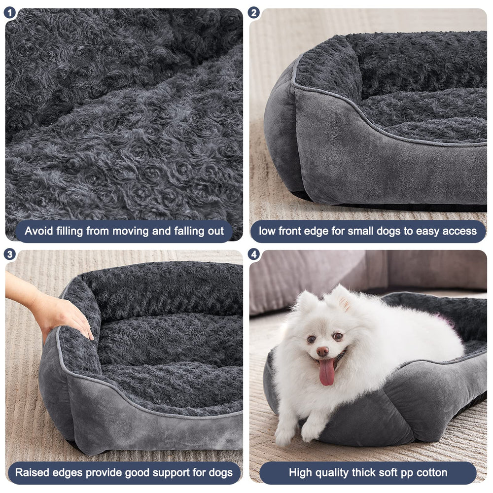 JOEJOY cama para perro rectangular, borde elevado para soporte cervical.