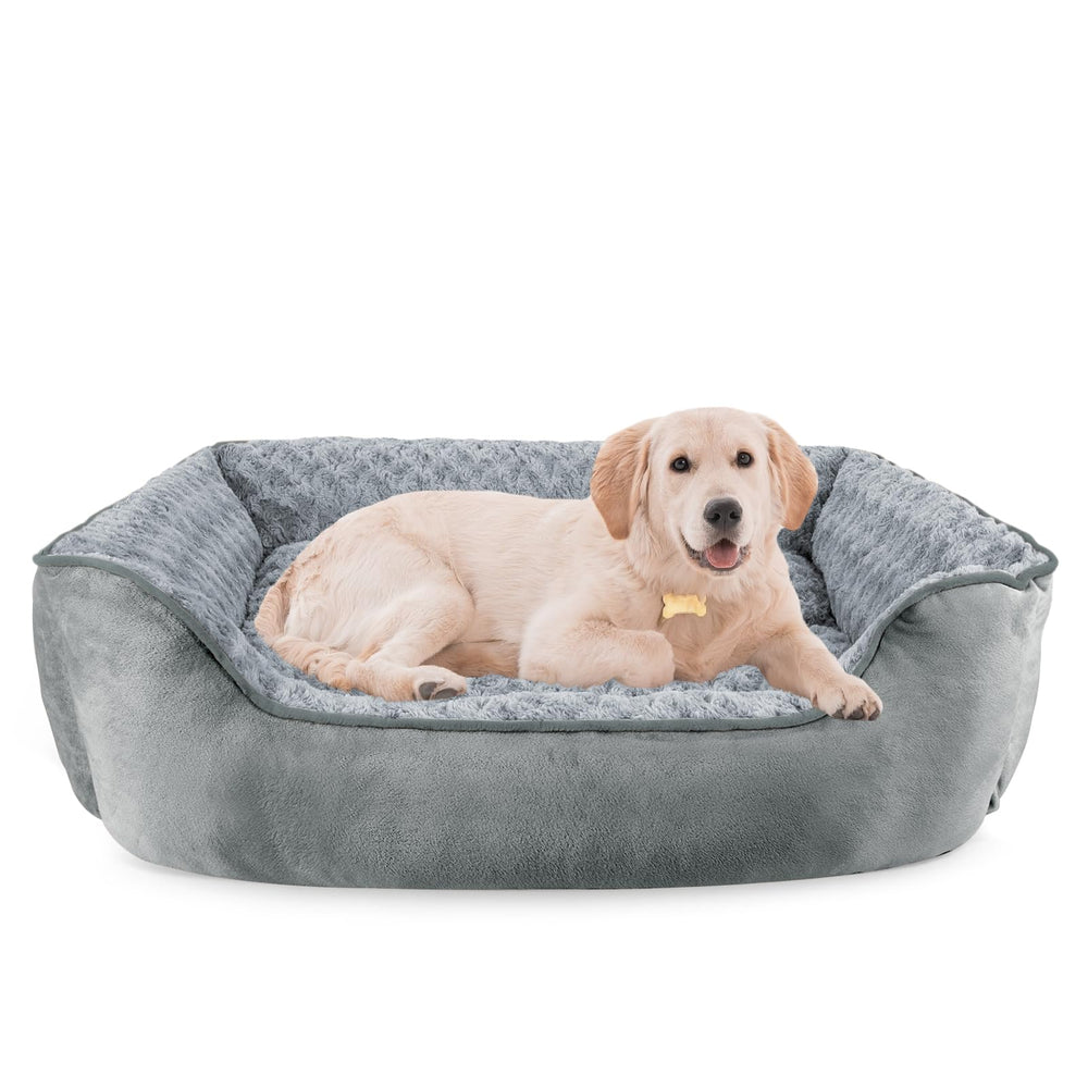 Cama rectangular de perro JOEJOY gris, antideslizante para uso en casa.