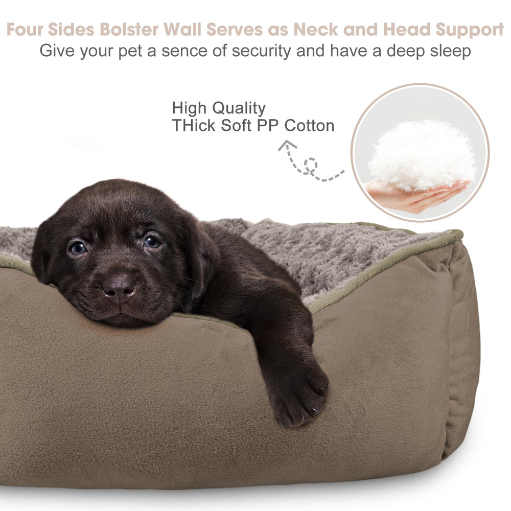JOEJOY Cama perro rectangular, vista lateral, base antideslizante para fijar en el suelo.