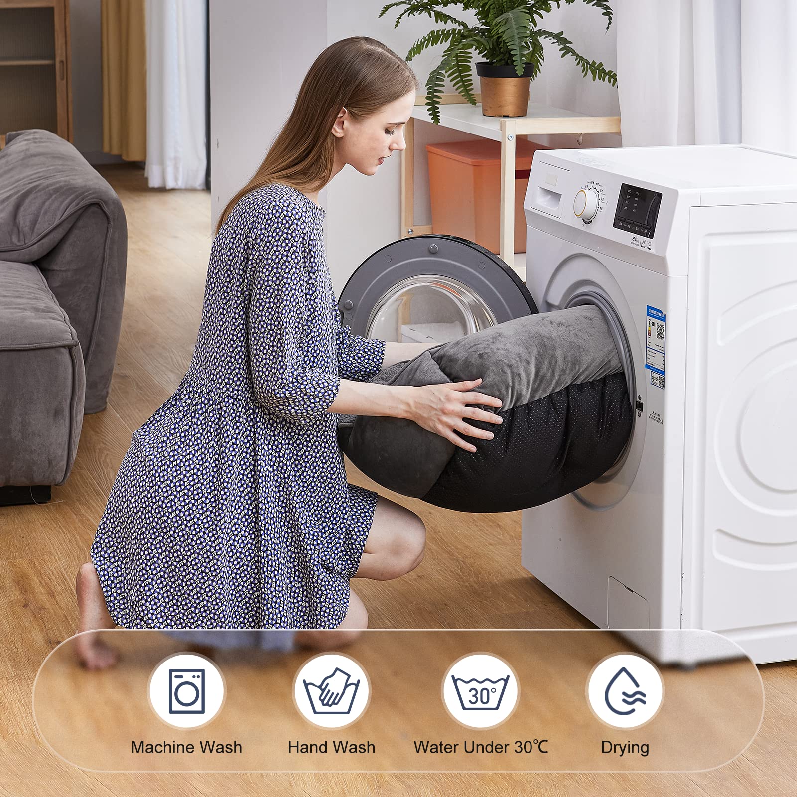 JOEJOY cama para perro rectangular, lavado a máquina para limpieza fácil.