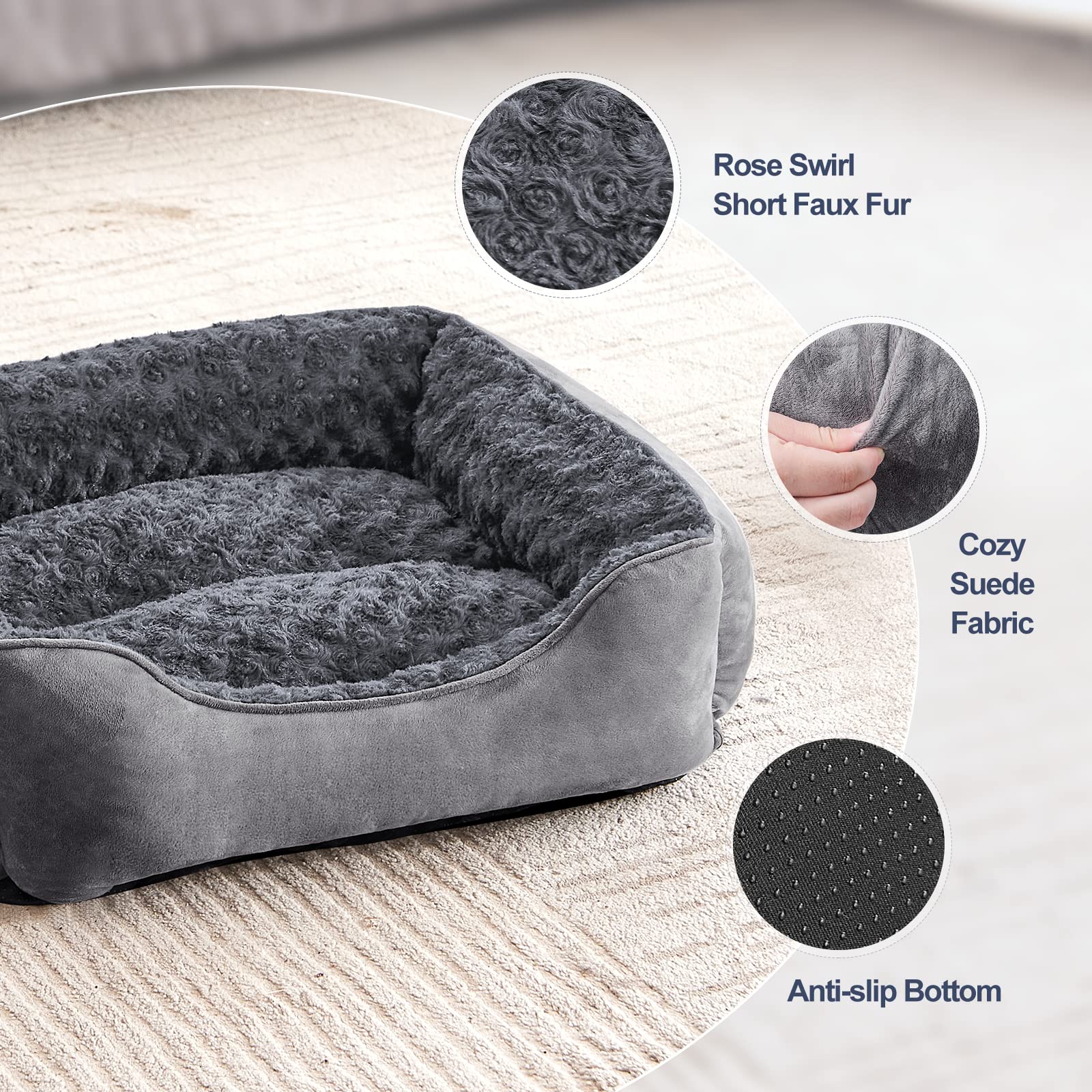 JOEJOY cama rectangular tapizada en peluche rosado para confort cálido.