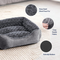 JOEJOY cama rectangular tapizada en peluche rosado para confort cálido.