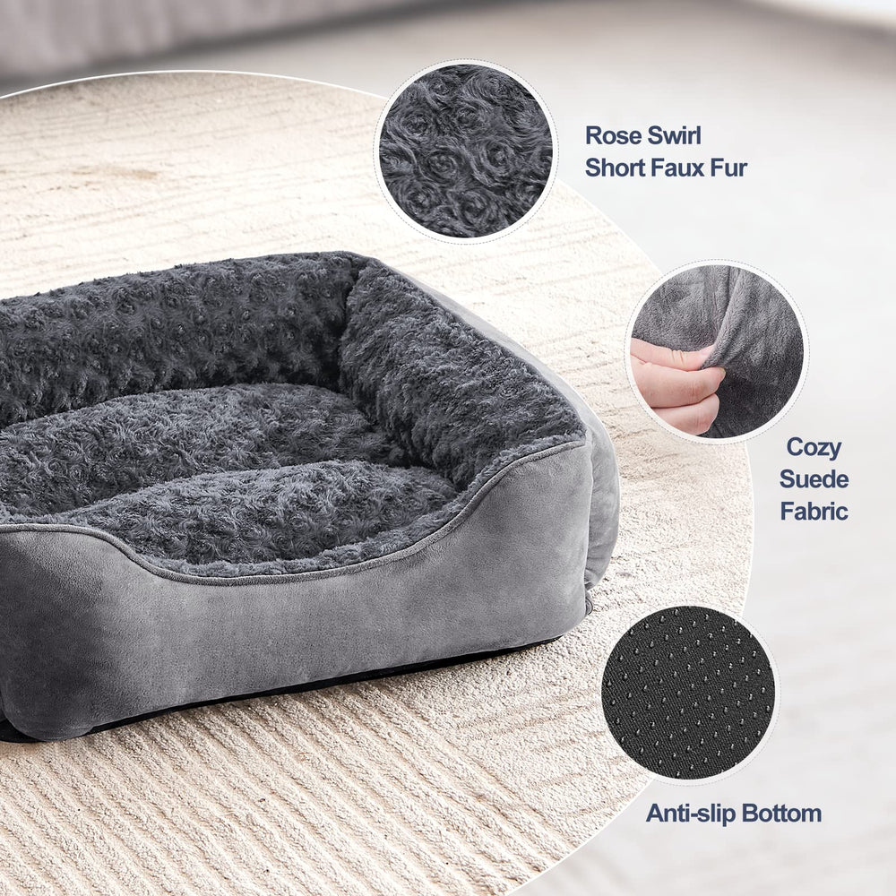 JOEJOY cama para perro rectangular, tejido suave tipo ante para calidez y confort.