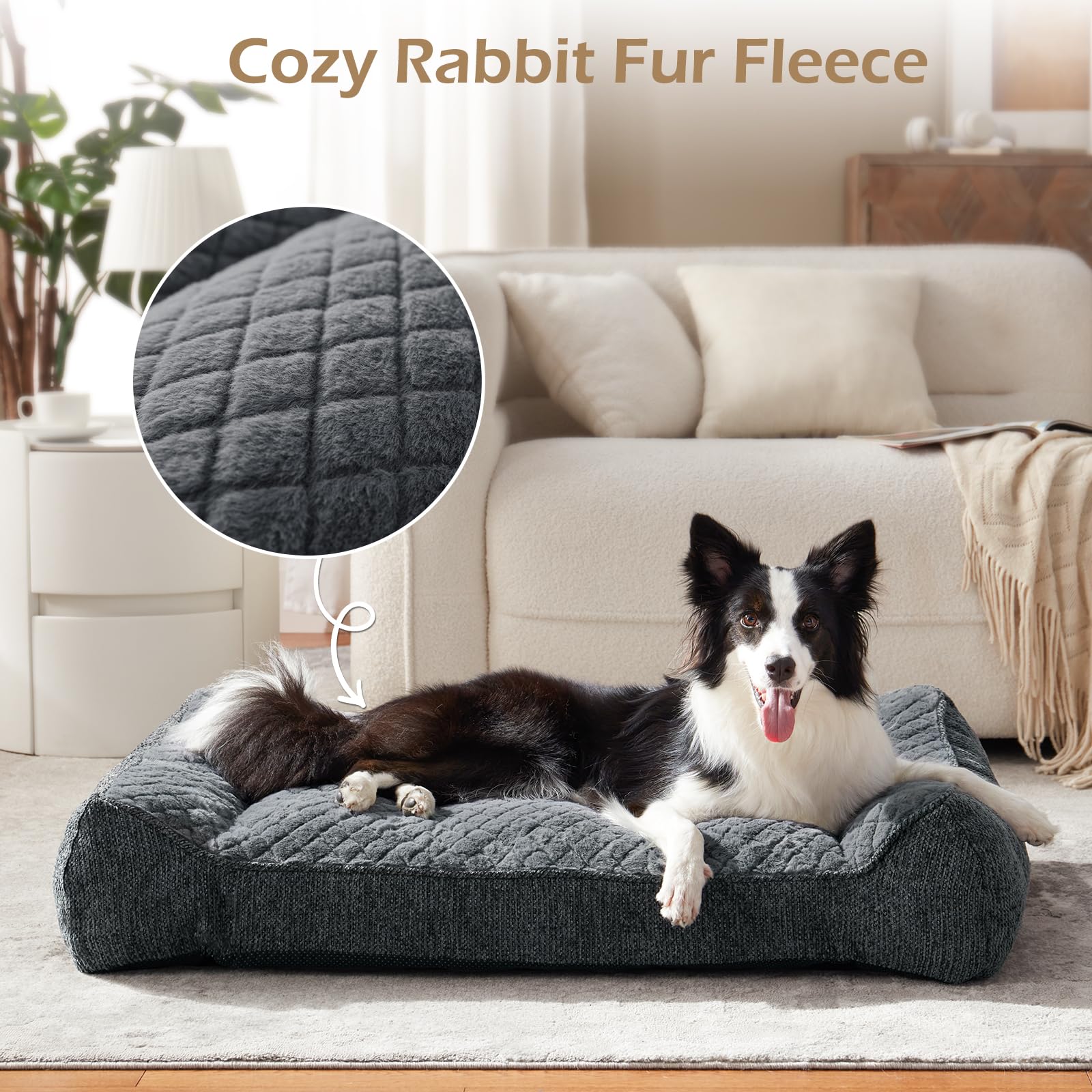 JOEJOY XL superficie rabbit fur gris, tacto suave para descanso nocturno