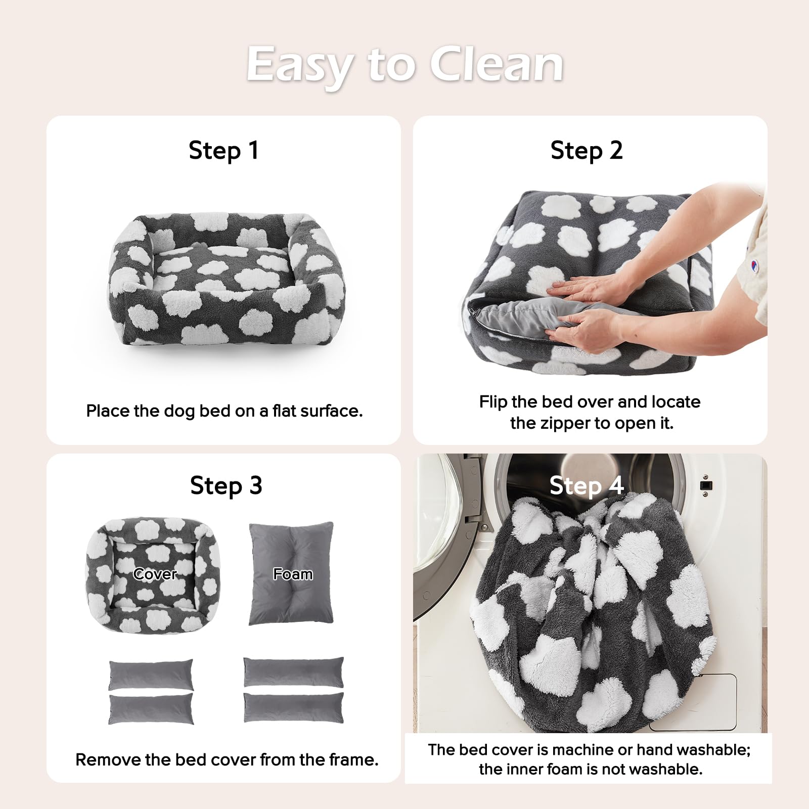 JOEJOY cama para perro mediano con funda con cierre; limpieza rápida
