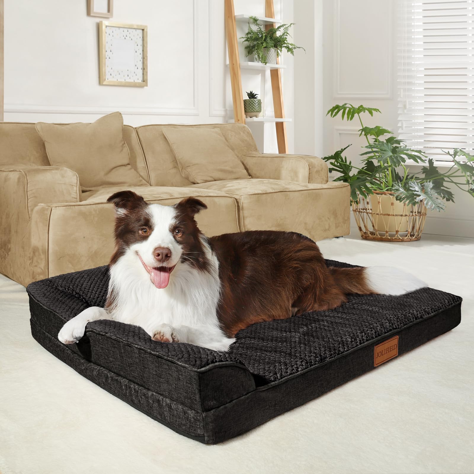 Cama Jolifield para perros, lado elevado, ideal para descanso de cabeza y cuello.