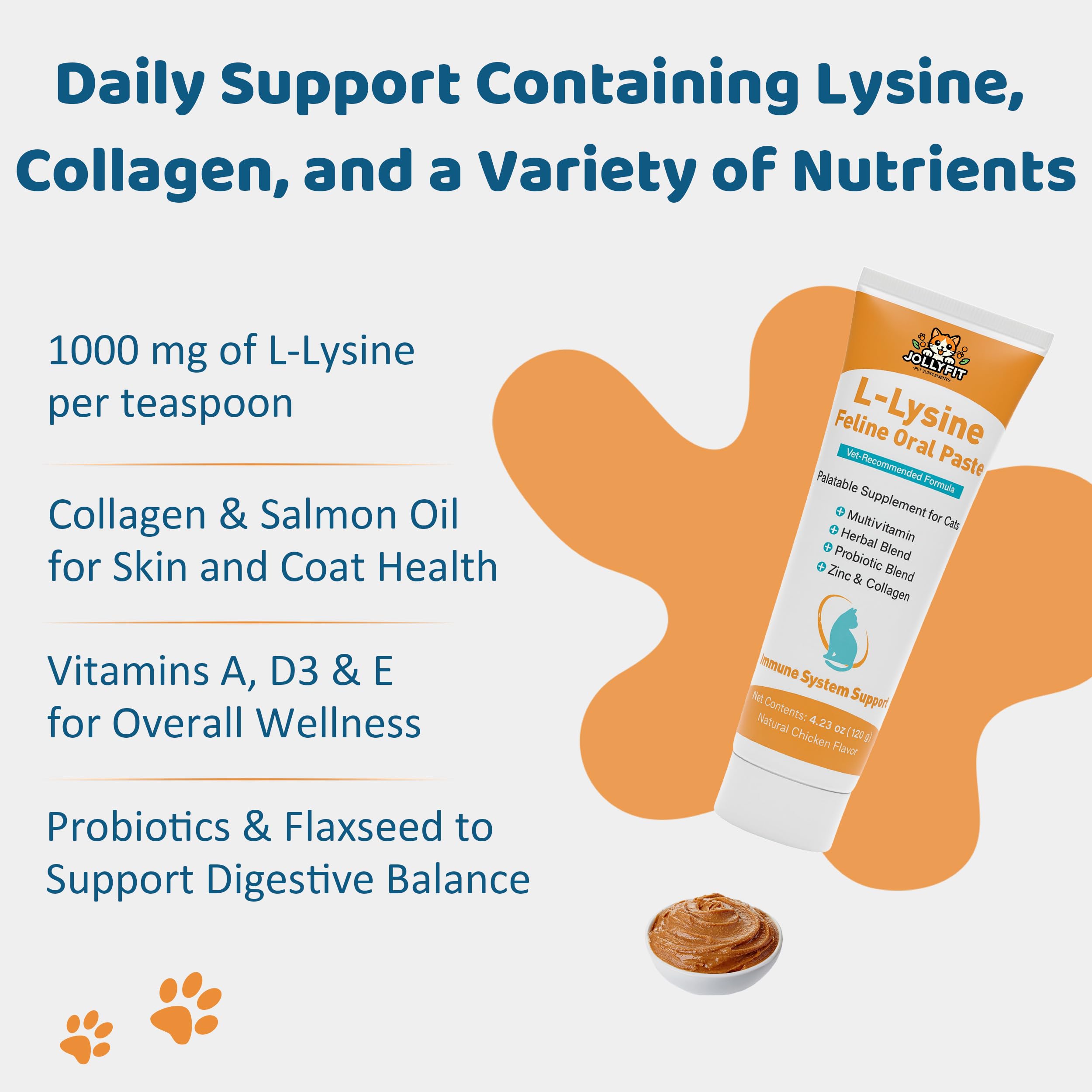 L-Lisina para gatos con colágeno, piel y pelaje saludables.