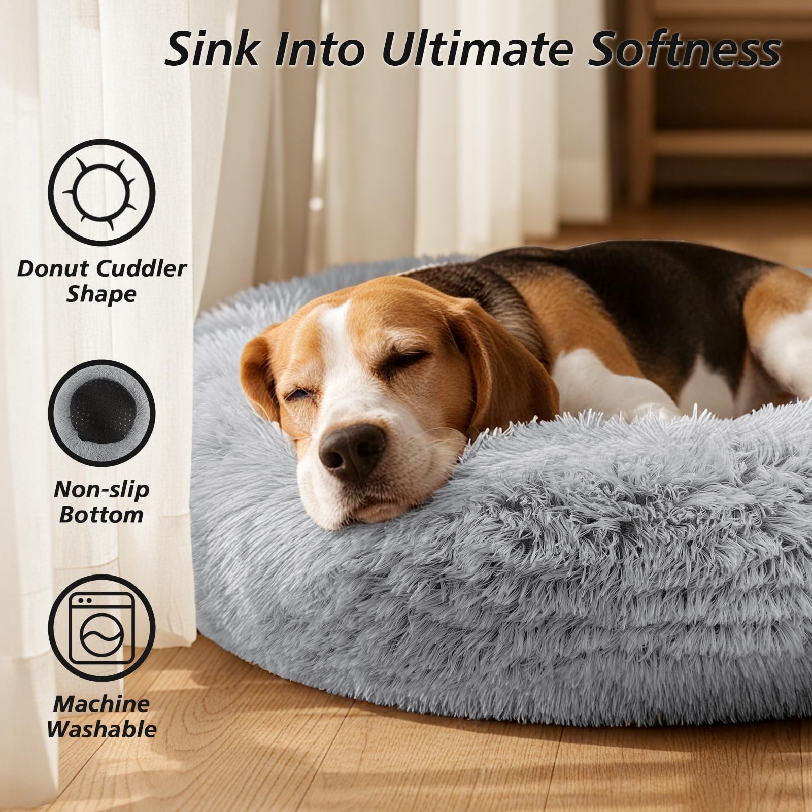 Cama para perro JOLLYVOGUE con borde alzado y textura suave para confort