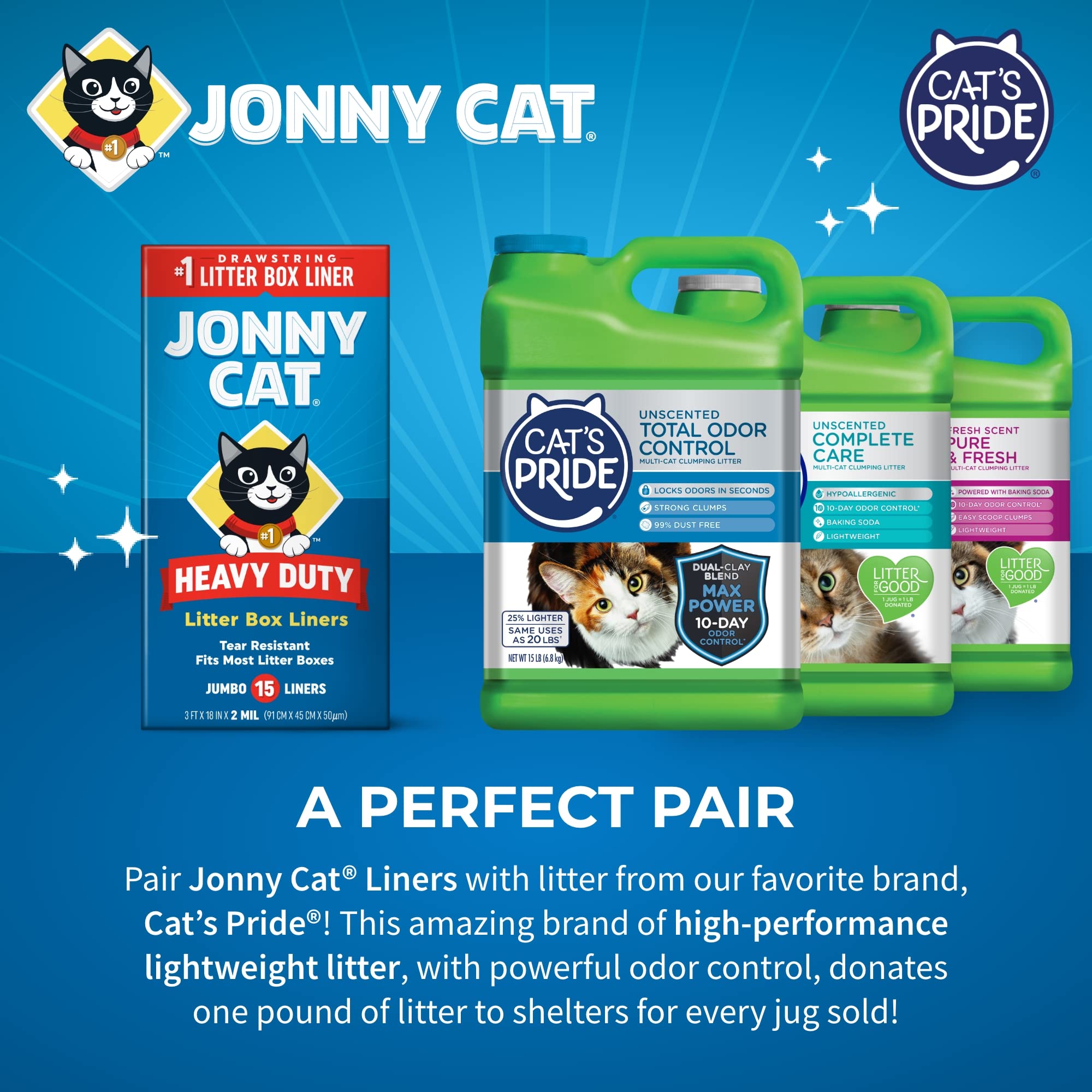 Jonny Cat bolsas compatibles con areneros abiertos de tamaño jumbo.
