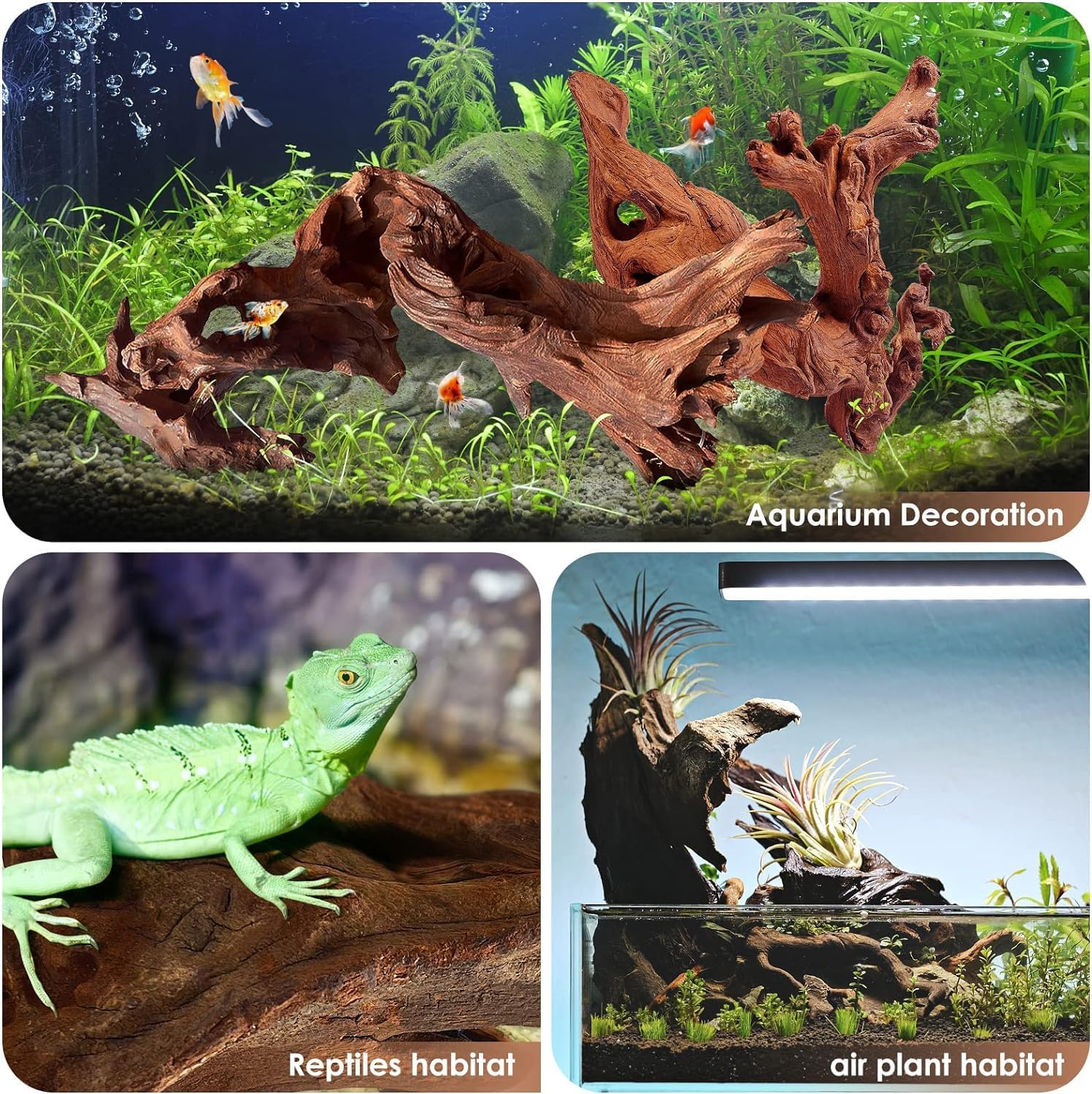 Jorewood driftwood pretratado para reducir taninos, seguro para peces y reptiles.