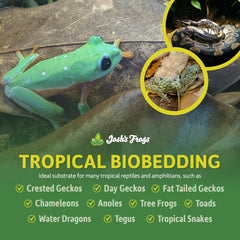 Josh's Frogs BioBedding sustrato tropical bioactivo, textura cercana a suelo natural.