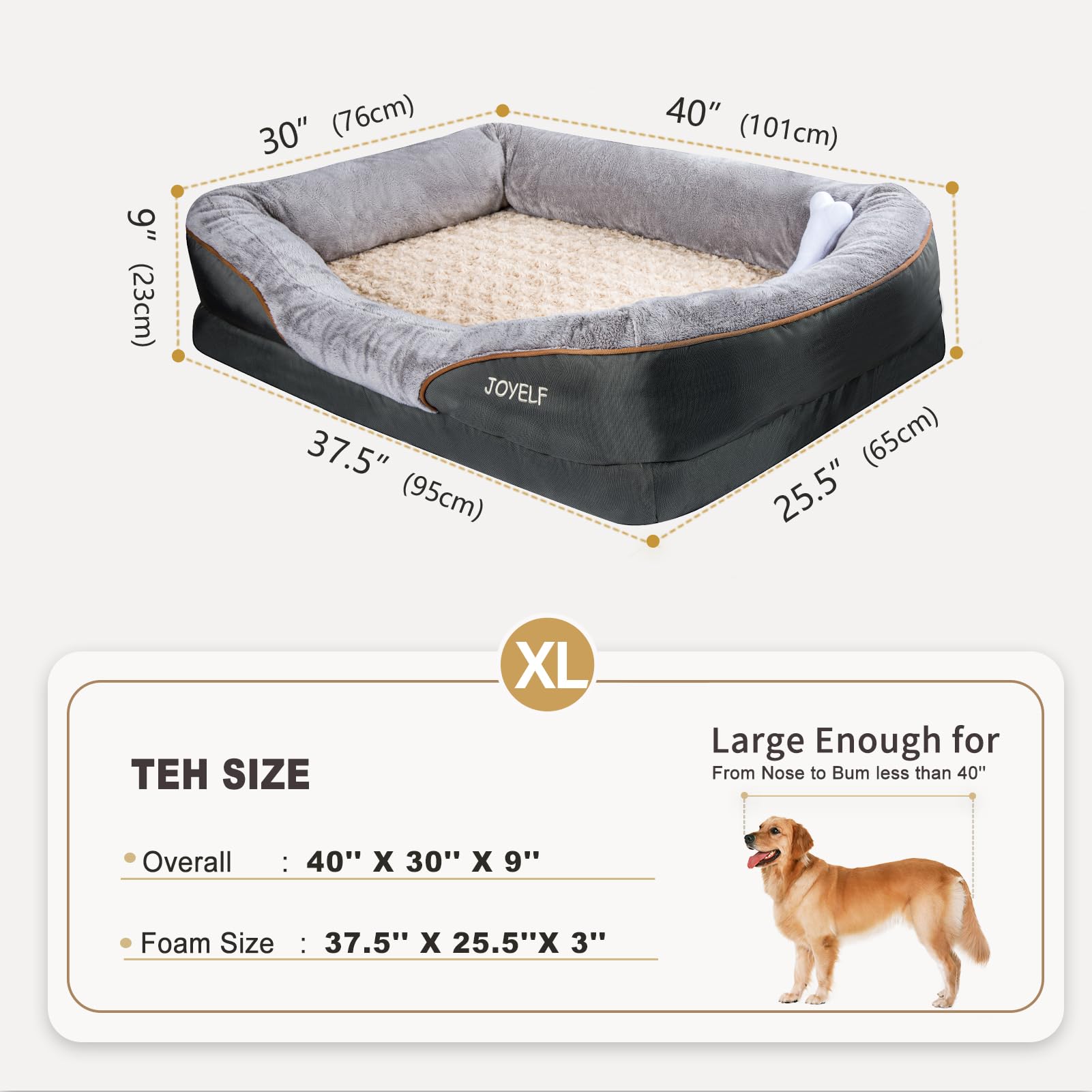 JOYELF cama para perro viscoelastica bolsters brindan soporte suave para cuello