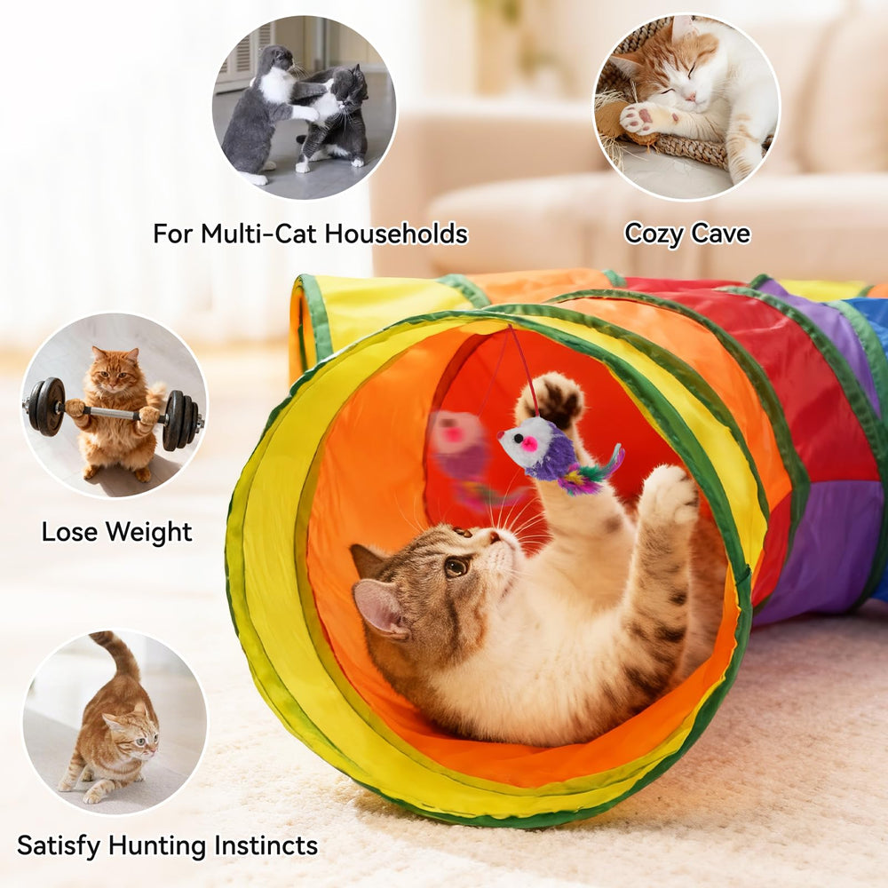 Joytale tuneles gatos 5 vias, agujero interactivo para curiosidad felina